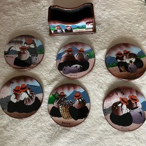 Set of 6 Bolivia Coasters with Holder
